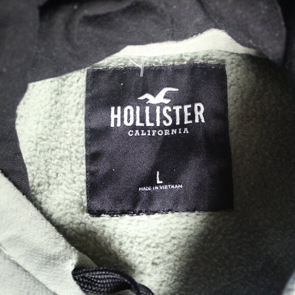 Hollister California Mens Large Sage Green Pullover Hoodie Vertical Script Logo - Picture 6 of 8